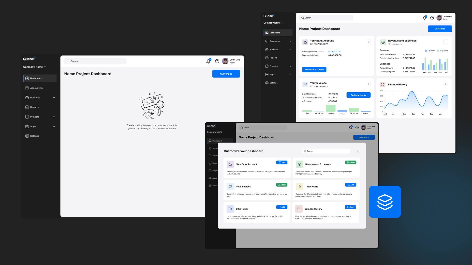 Dashboard screens