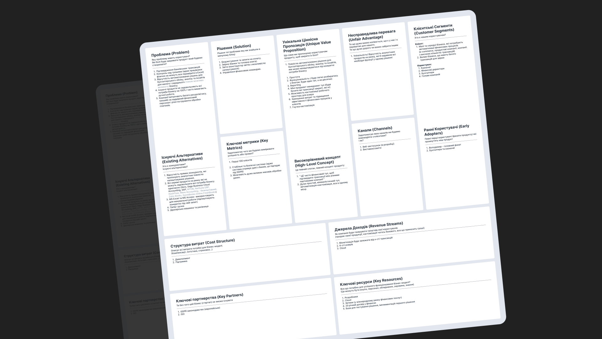 Lean Canvas Table