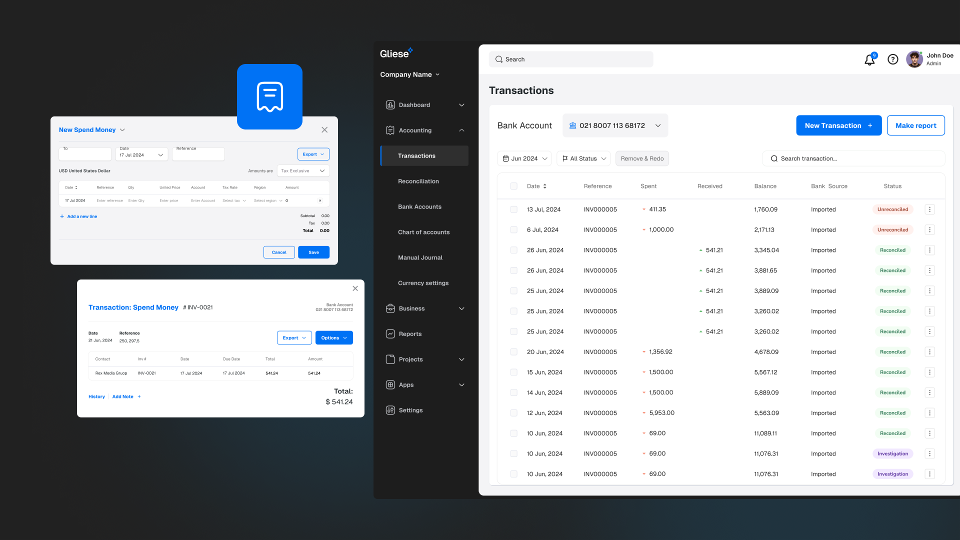 Transactions screens